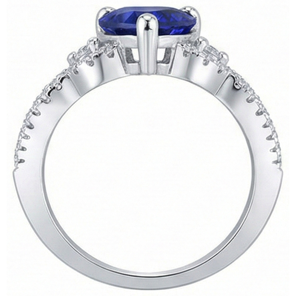 natural round sapphire 3.50ct ring on white background