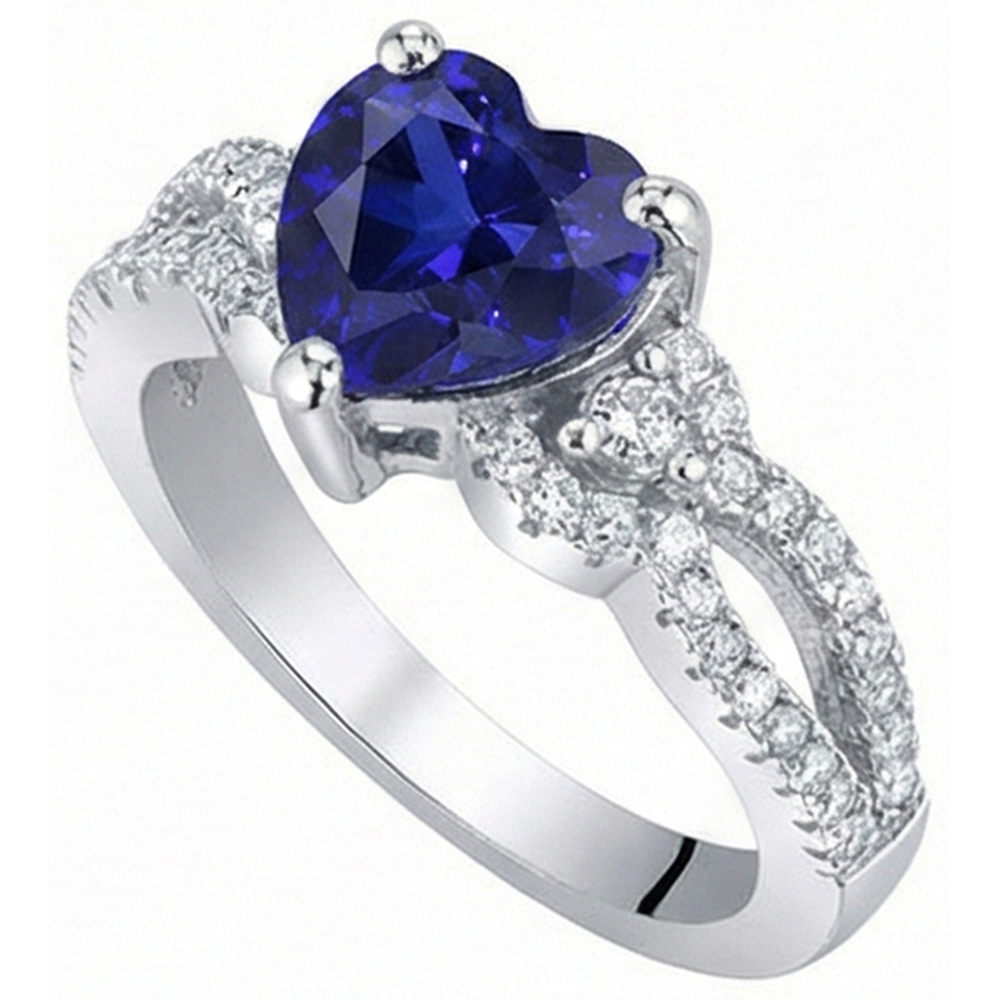 natural round sapphire 3.50ct ring top view