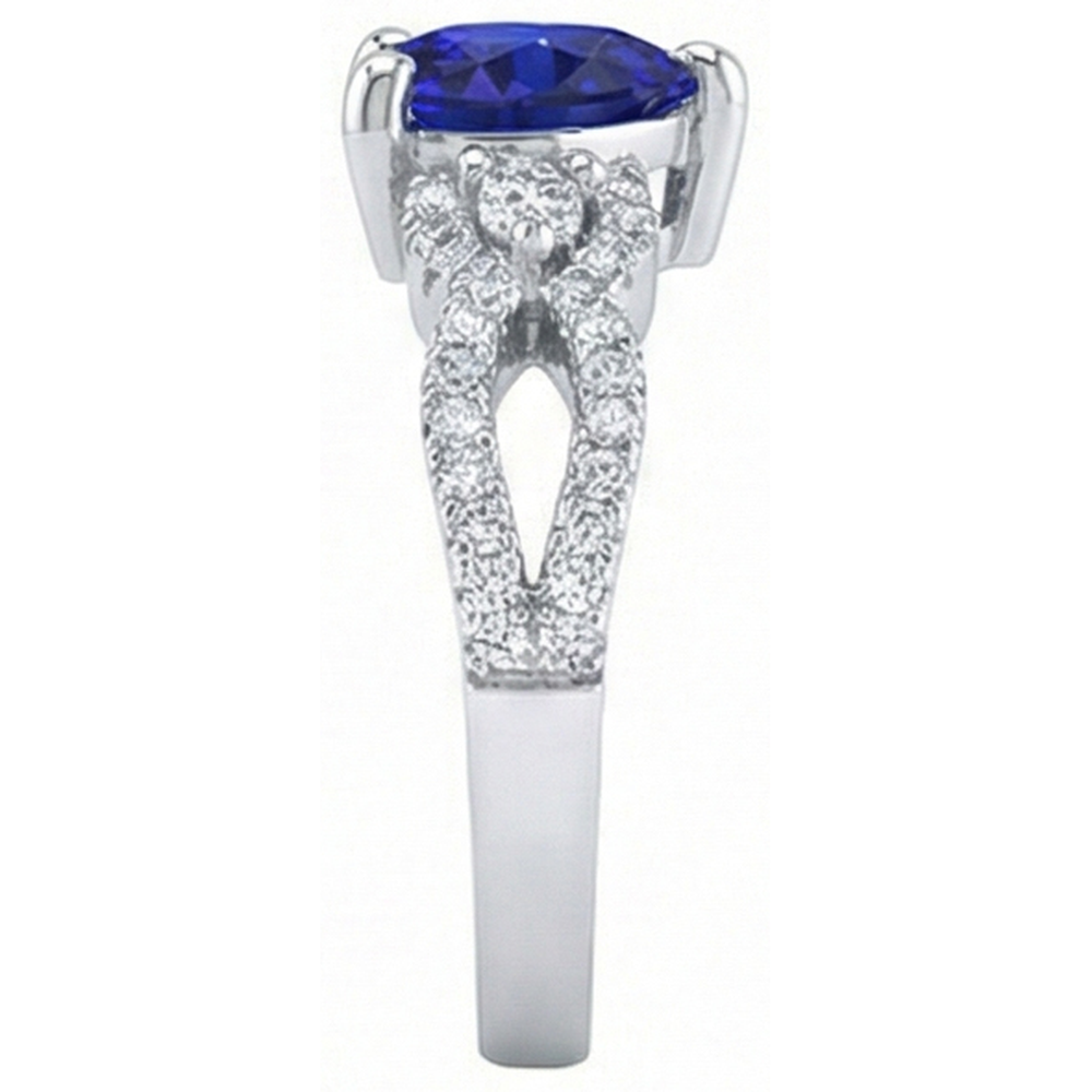 natural round sapphire 3.50ct ring profile view