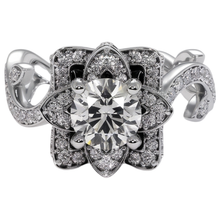 Natural Earth Mined Diamond Ring Lotus Flower 2.50 Carats 4 Prong Setting White Gold