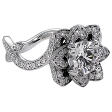 Natural Earth Mined Diamond Ring Lotus Flower 2.50 Carats 4 Prong Setting White Gold