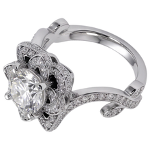 Natural Earth Mined Diamond Ring Lotus Flower 2.50 Carats 4 Prong Setting White Gold