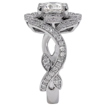 Natural Earth Mined Diamond Ring Lotus Flower 2.50 Carats 4 Prong Setting White Gold