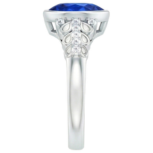 Natural Earth Mined Diamond Ring New Bezel Set Pear Blue Sapphire With Accents 4.25 Carats