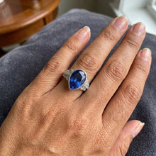 Natural Earth Mined Diamond Ring New Bezel Set Pear Blue Sapphire With Accents 4.25 Carats