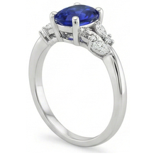 Natural Earth Mined Diamond Ring Oval Blue Sapphire With Marquise & Round Stones 4 Carats