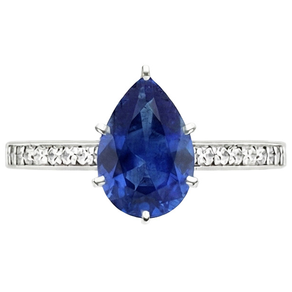 natural round sapphire 7.25ct ring top view