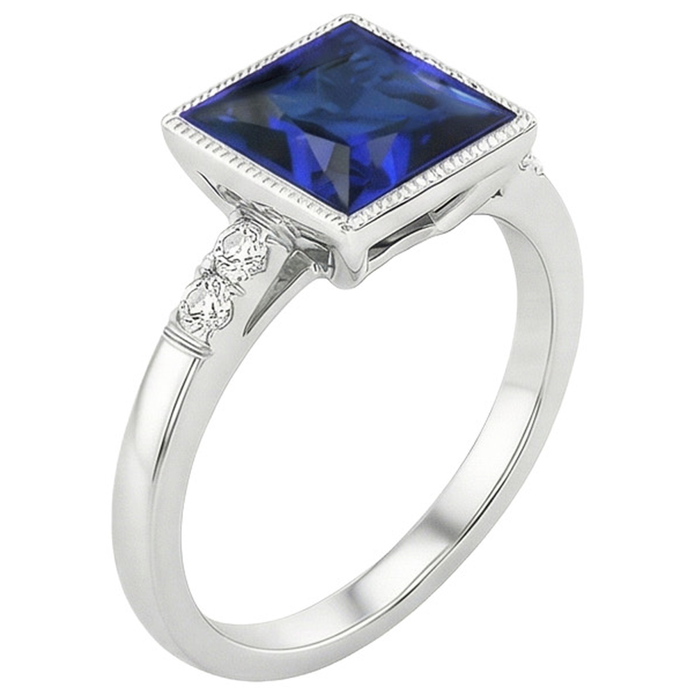 natural round sapphire 5.25ct ring close up detail