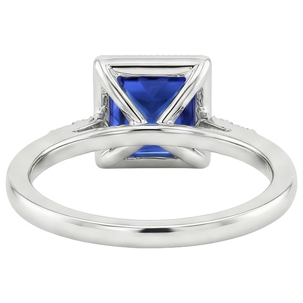 natural round sapphire 5.25ct ring top view