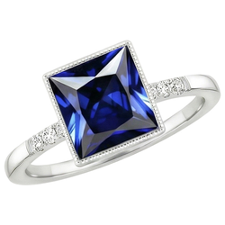 Natural Sapphire Ring 5.25ct - White Gold 14K