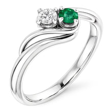 Natural Earth Mined Diamond Round Green Emerald Bypass Setting Ring 1.50 Carats