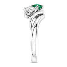 Natural Earth Mined Diamond Round Green Emerald Bypass Setting Ring 1.50 Carats
