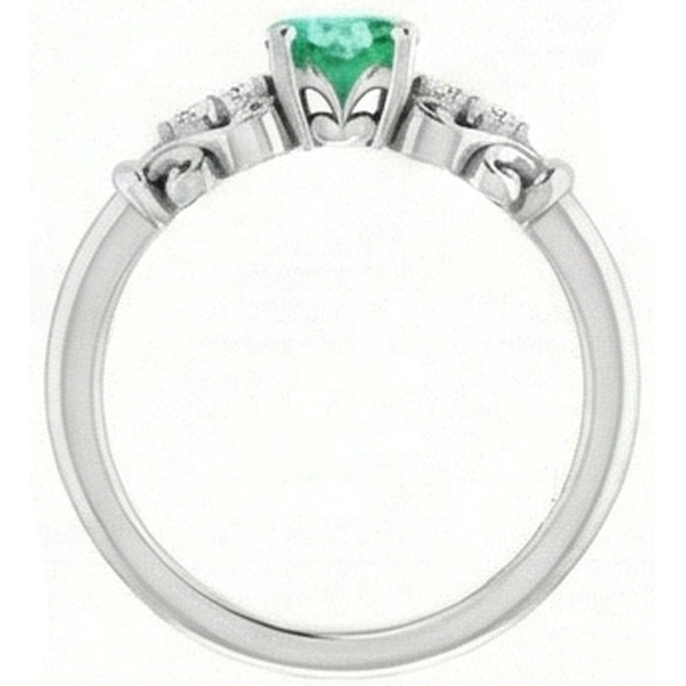 natural round emerald 1.40ct ring profile view