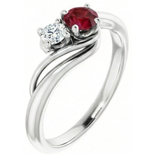 Natural Earth Mined Diamond Round Ruby Bypass Setting Ring 1.50 Carats White Gold 14K