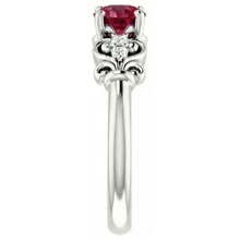 Natural Earth Mined Diamond Round Ruby Fancy Ring 1.40 Carats White Gold 14K