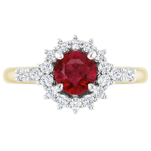 Natural Earth Mined Diamond Round Ruby Ring Halo Style Gold 14K 1.50 Carats