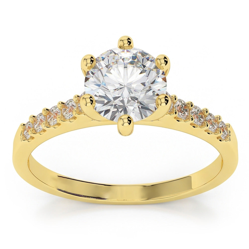 Natural Earth Mined Diamond Round Wedding Ring 2.50 Carats 14K Yellow Gold Prong Setting