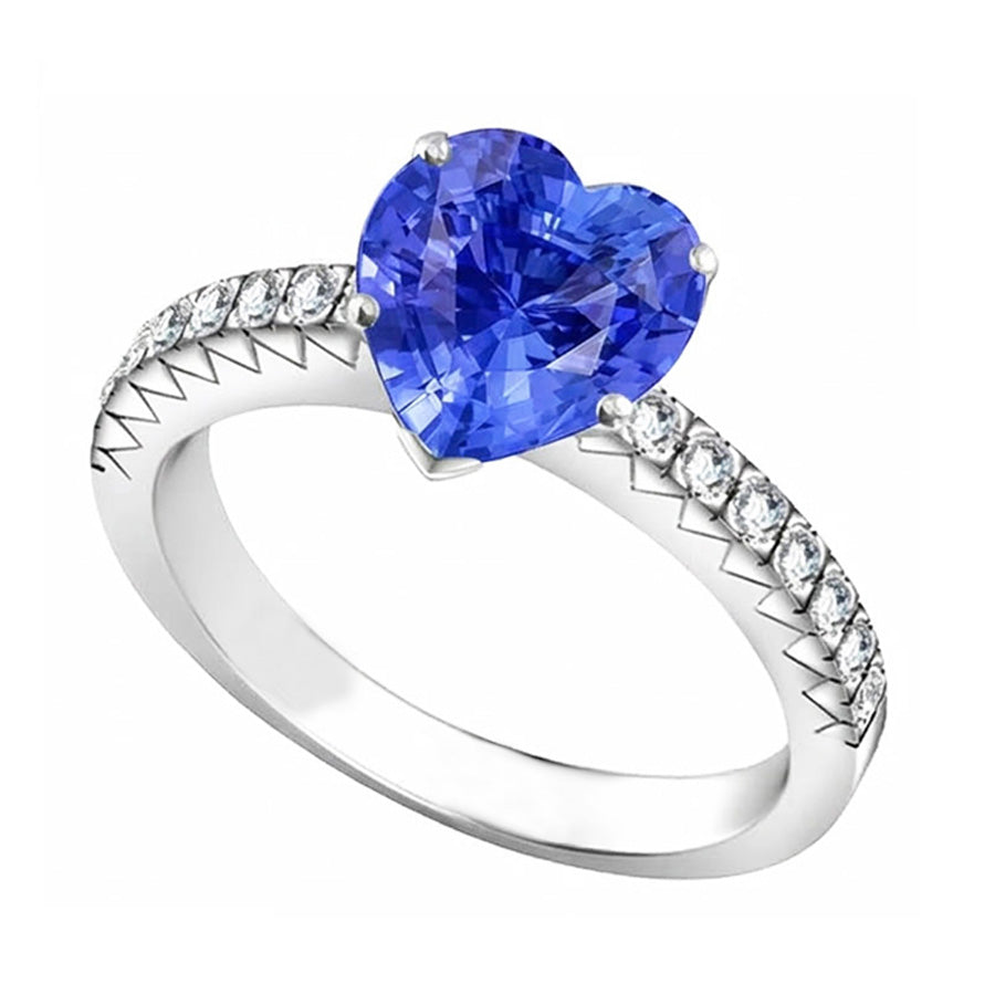 natural round sapphire 4ct ring close up detail