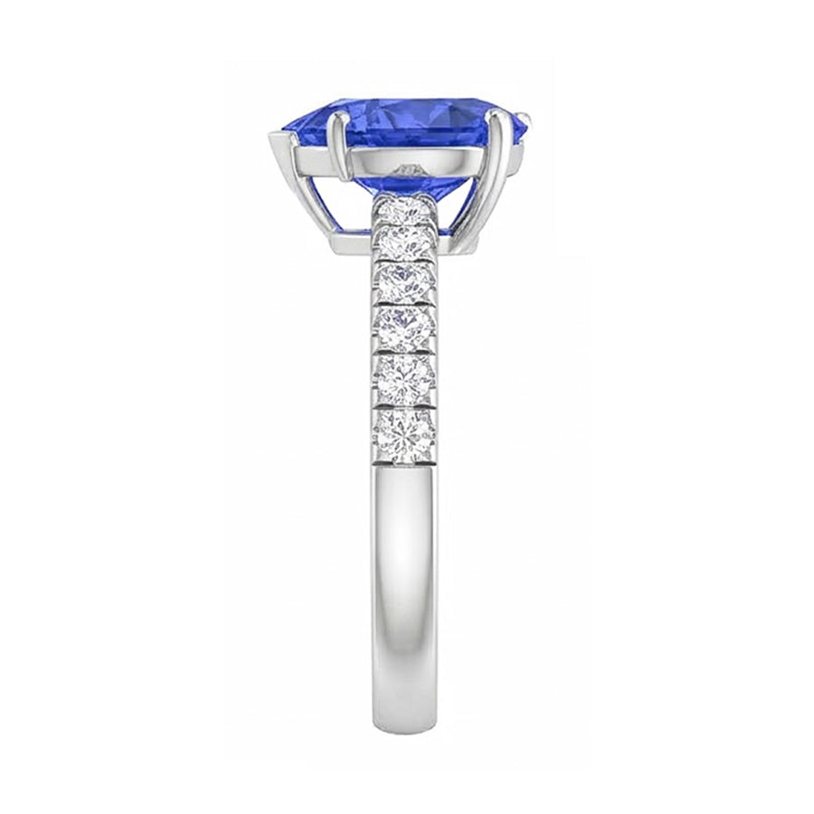 natural round sapphire 4ct ring profile view