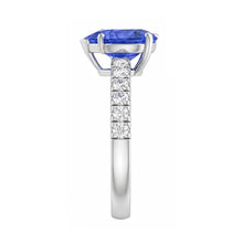 natural round sapphire 4ct ring profile view