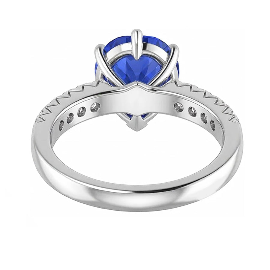natural round sapphire 4ct ring on white background