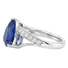 Natural Earth Mined Diamond Sapphire Gemstone Ring 2 Carats Split Shank Gold Women Jewellery
