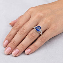 Natural Earth Mined Diamond Sapphire Gemstone Ring 2 Carats Split Shank Gold Women Jewellery