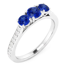 Natural Earth Mined Diamond Sapphire Ring 1.10 Carats Claw Prong Setting Women Jewellery