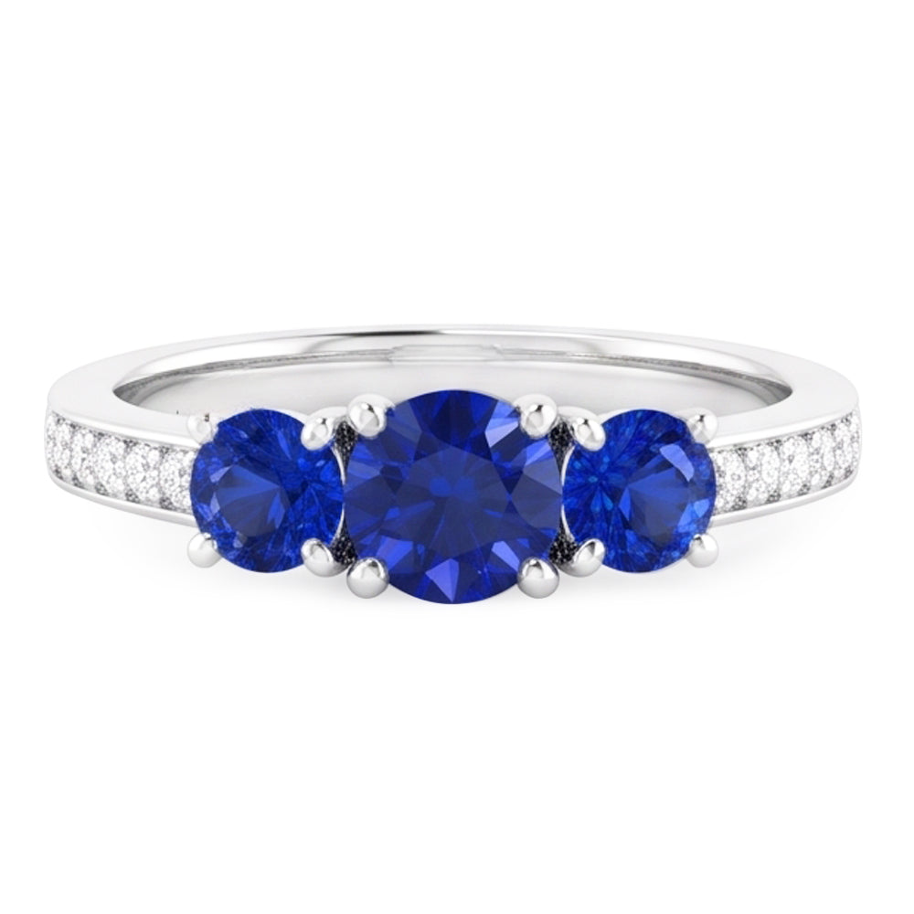 Natural Earth Mined Diamond Sapphire Ring 1.10 Carats Claw Prong Setting Women Jewellery