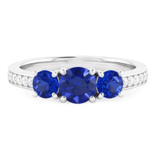 Natural Earth Mined Diamond Sapphire Ring 1.10 Carats Claw Prong Setting Women Jewellery