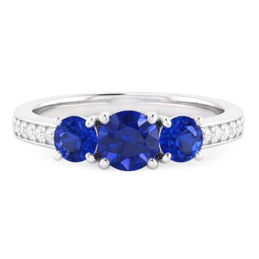 Natural Earth Mined Diamond Sapphire Ring 1.10 Carats Claw Prong Setting Women Jewellery