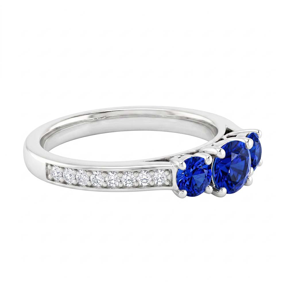 Natural Earth Mined Diamond Sapphire Ring 1.10 Carats Claw Prong Setting Women Jewellery