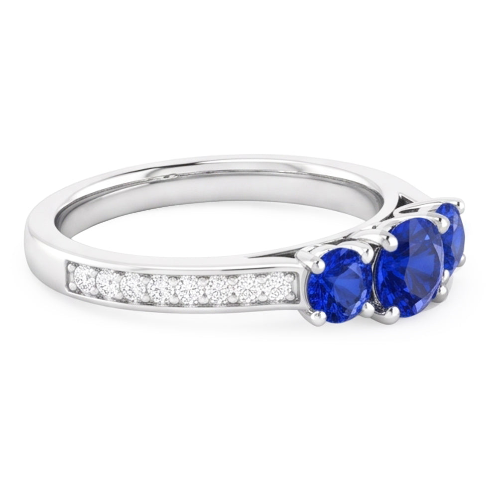 Natural Earth Mined Diamond Sapphire Ring 1.10 Carats Claw Prong Setting Women Jewellery