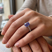 Natural Earth Mined Diamond Solitaire Emerald Light Blue Sapphire Engagement Ring 3 Carats