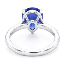 Natural Earth Mined Diamond Solitaire Pear Ceylon Sapphire Ring With Accents 4 Carats