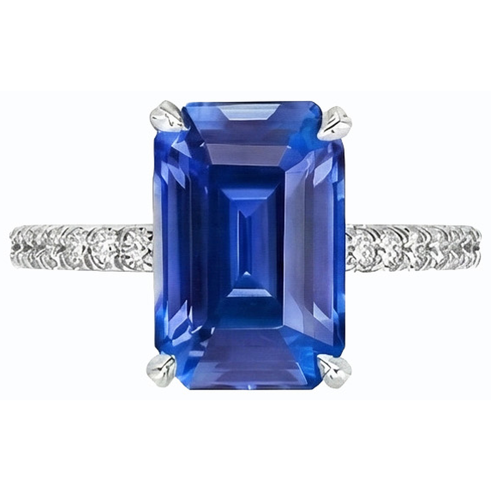 natural emerald sapphire 4.50ct ring top view