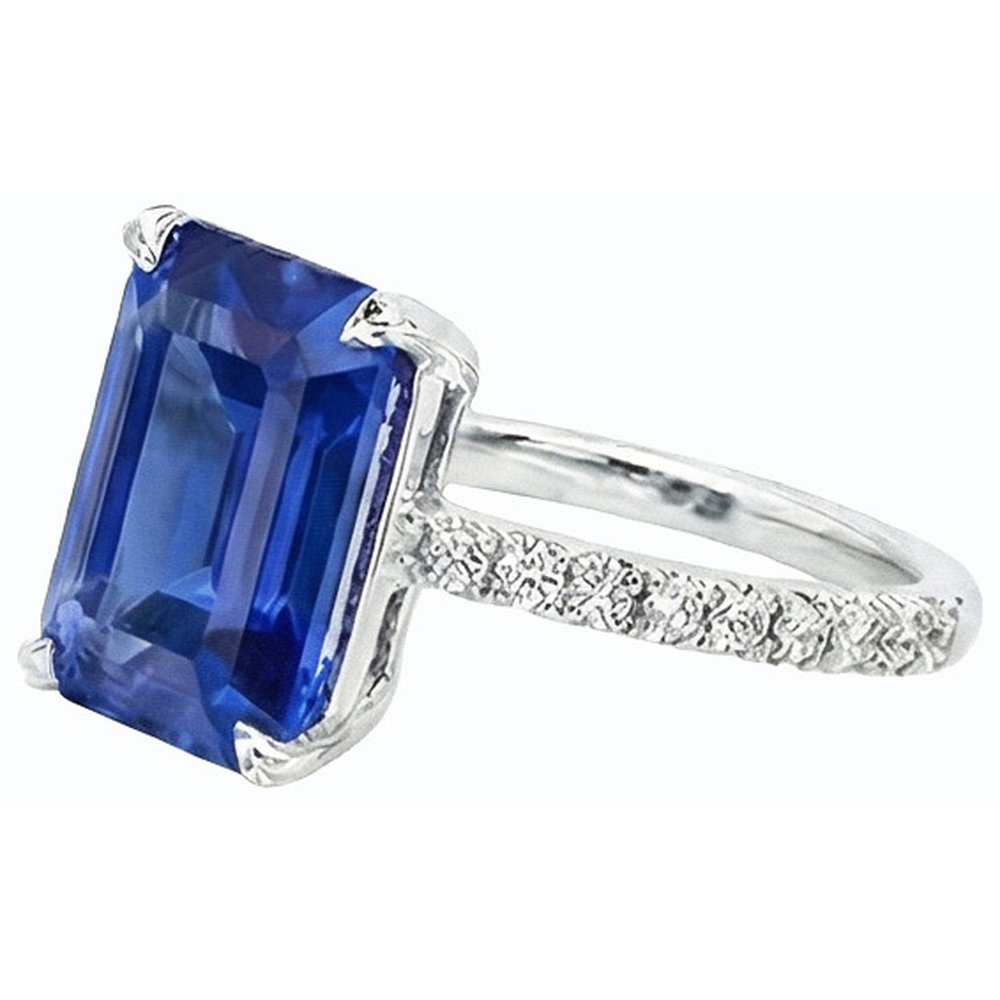 natural emerald sapphire 4.50ct ring profile view
