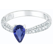 Natural Earth Mined Diamond Solitaire Ring Accents Pear Ceylon Sapphire 2.50 Carats