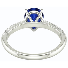 Natural Earth Mined Diamond Solitaire Ring Accents Pear Sri Lankan Sapphire 3 Carats