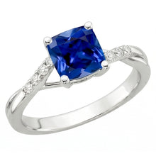Natural Earth Mined Diamond Solitaire Ring Cushion Blue Sapphire With Accents 2.50 Carats