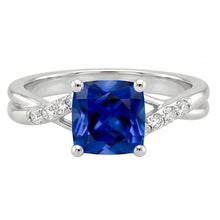 Natural Earth Mined Diamond Solitaire Ring Cushion Blue Sapphire With Accents 2.50 Carats