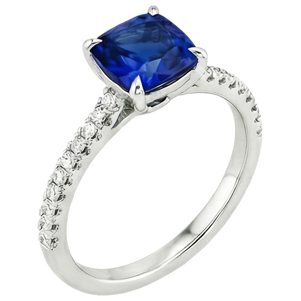 natural round sapphire 3.25ct ring close up detail