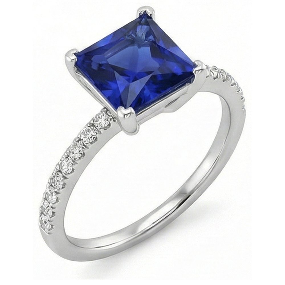 natural round sapphire 5.50ct ring side angle