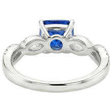 natural round sapphire 2.75ct ring on white background