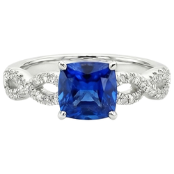 Natural Sapphire Ring 2.75ct - White Gold 14K