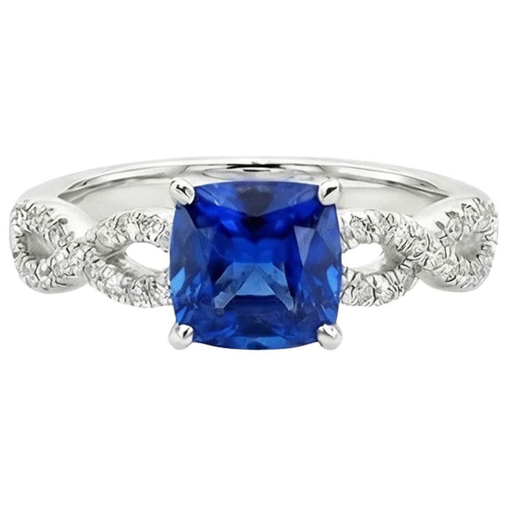 natural round sapphire 2.75ct ring side angle