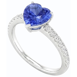 Natural Sapphire Ring 3ct - White Gold 14K