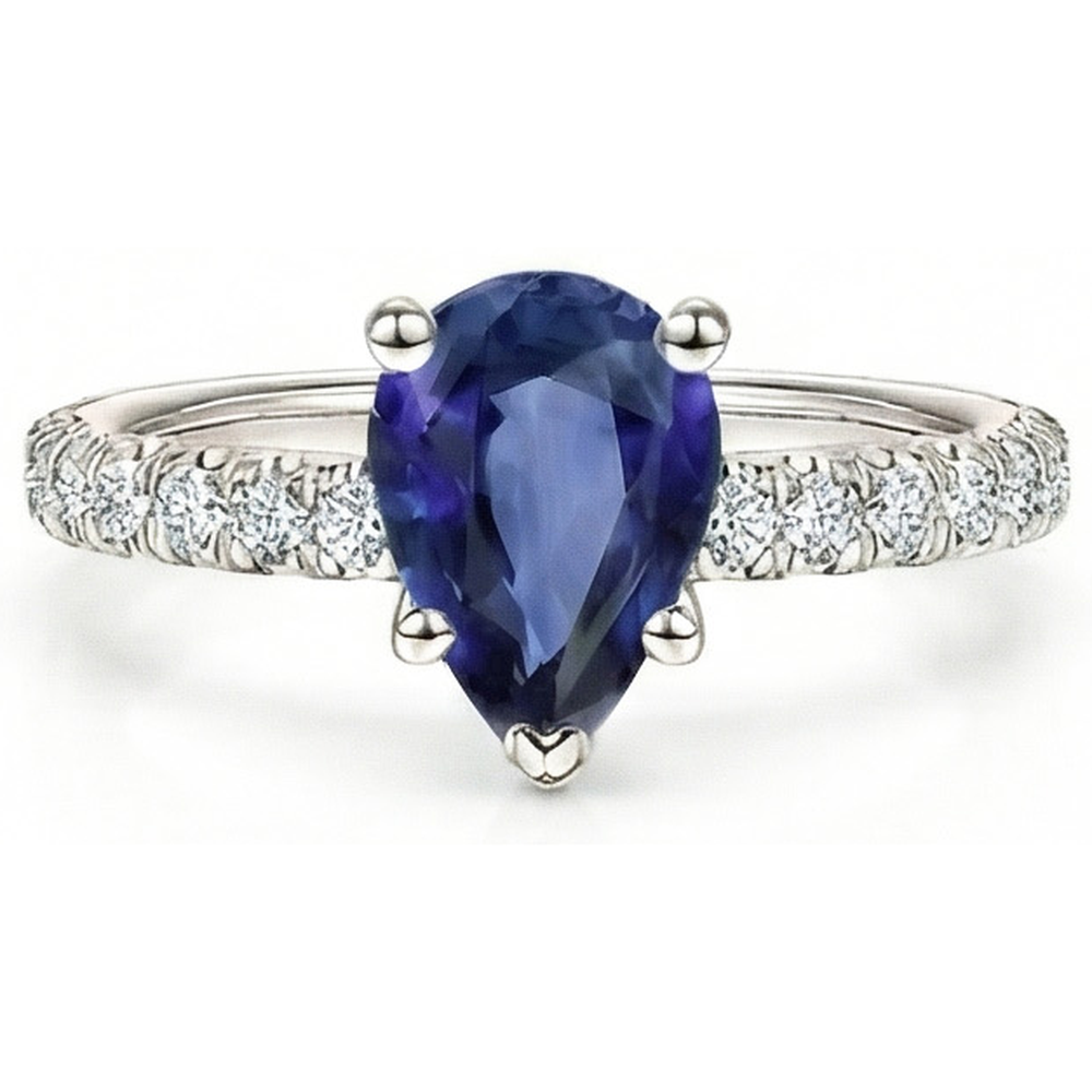 natural round sapphire 4ct ring top view