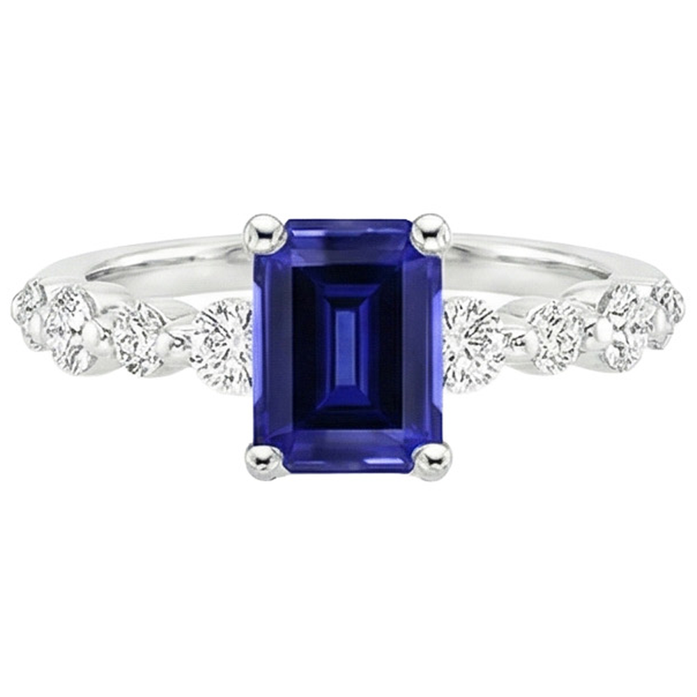 natural emerald sapphire 4.50ct ring on white background
