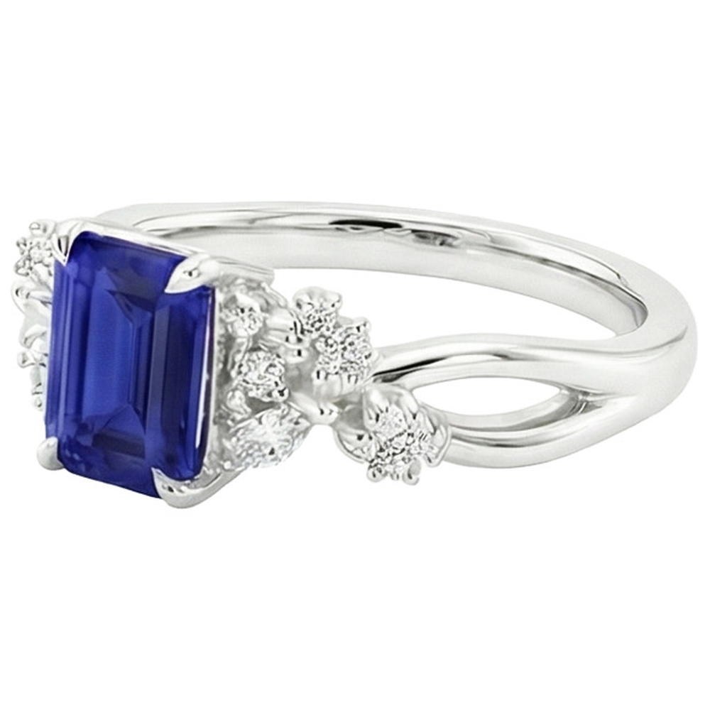 natural emerald sapphire 4ct ring profile view
